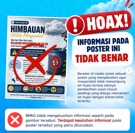 Hoaks! Air Hujan Disebut Berbahaya akibat Operasi Modifikasi Cuaca